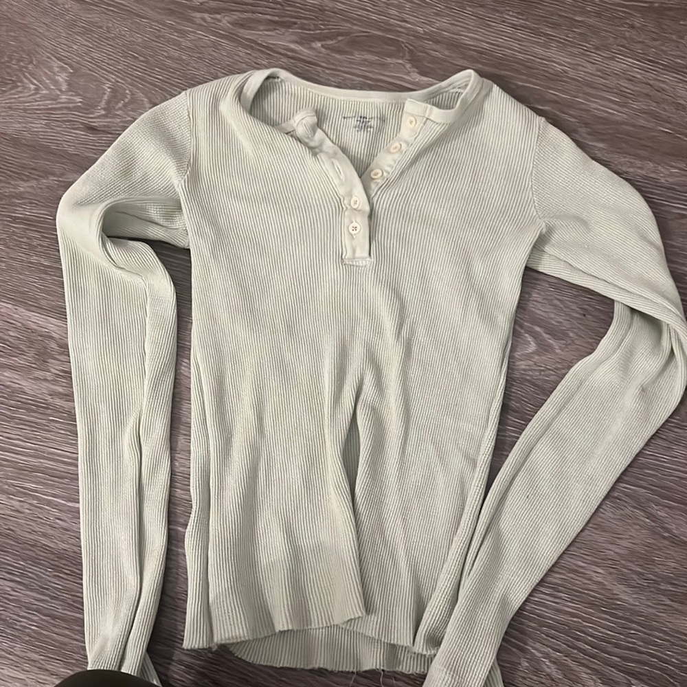 Brandy Melville waffle mint green thermal long sleeve